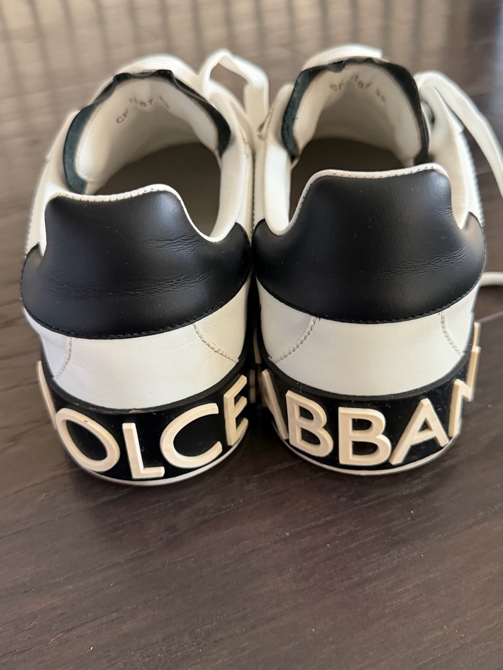 Dolce and Gabbana White/Black Star Printed 
Portofino Low Top Sneakers 39 - Picture 5 of 15